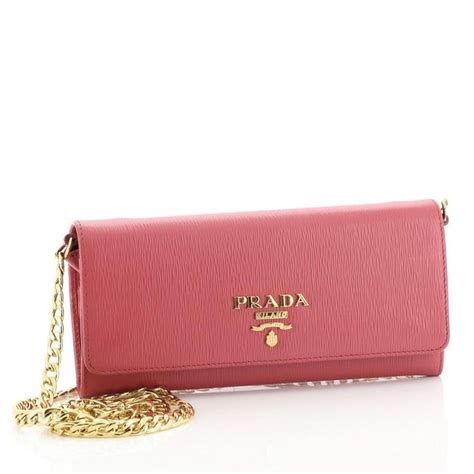 prada chain wallet pink|Prada billfold wallet.